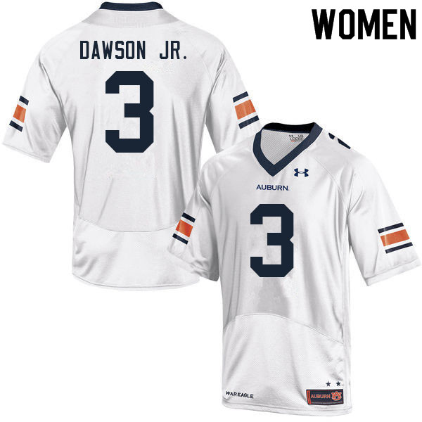 Women #3 Tar'Varish Dawson Jr. Auburn Tigers College Football Jerseys Sale-White - Click Image to Close